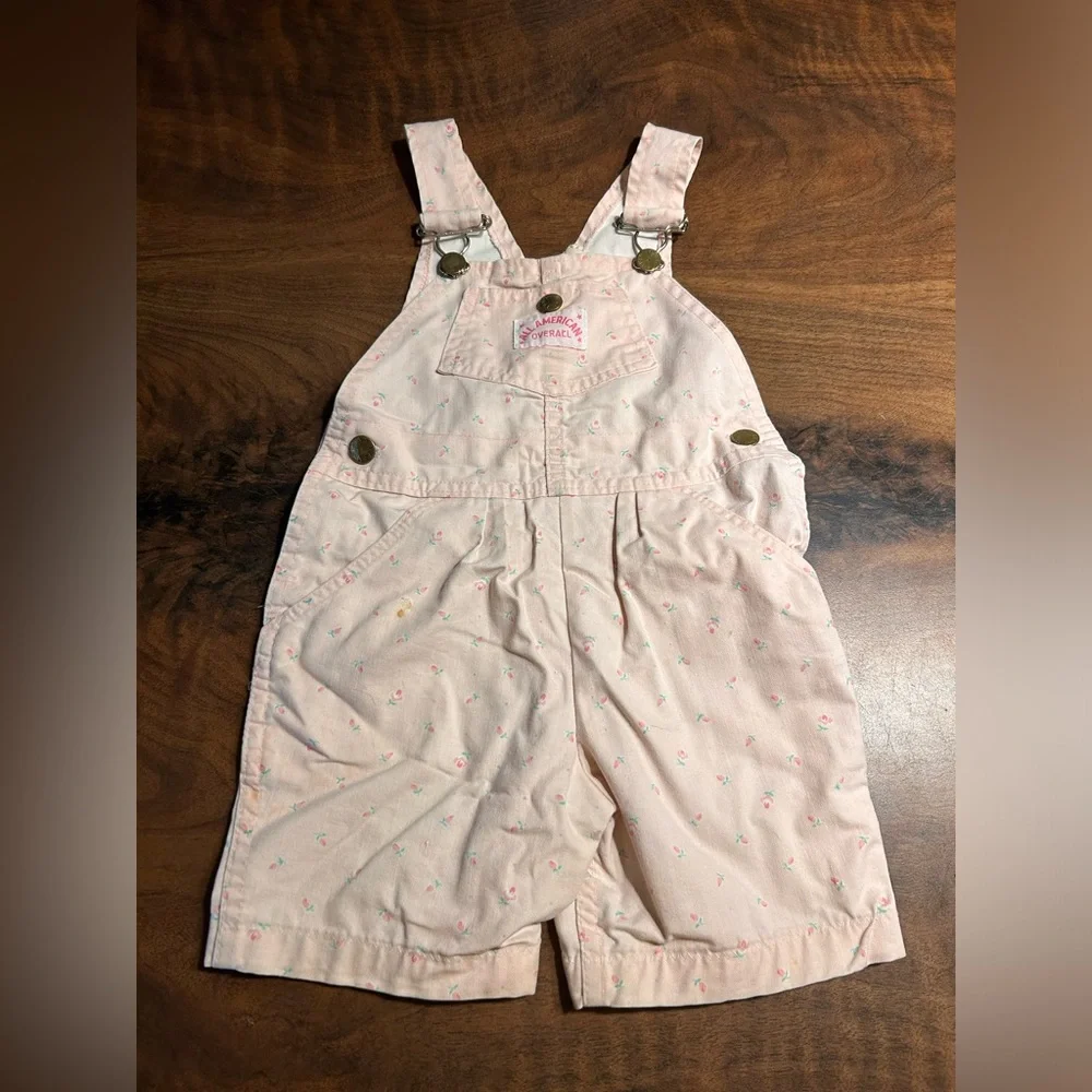 Vintage 1970s All American Girl’s Rose Short Overalls‎